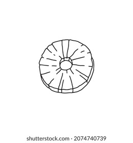 Anillo de piña o rodaje en forma de doodle de contorno dibujado a mano, ilustración vectorial aislada en fondo blanco. Ingrediente de fruta tropical para zumo de suavidad o de desintoxicación.