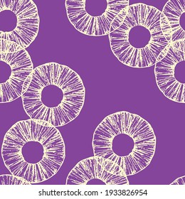 Pineapple rings seamless pattern. Vector illustration.