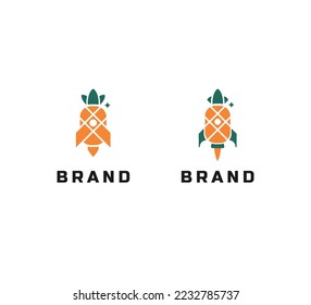 pineapple rocket logo vector template