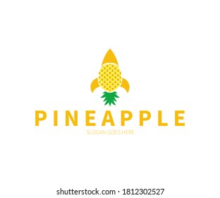 Pineapple Rocket, Space, Spaceship, speed  Logo Concept. Vector Design Illustration. Symbol and Icon Vector Template.