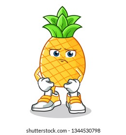 pineapple sad mascot vector cartoon illustration