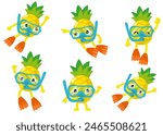 Pineapple Scuba diving, divers swimming, Snorkeling Masks