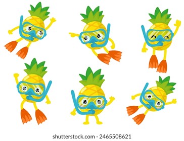 Ananas Tauchen, Taucher schwimmen, Schnorchelmasken