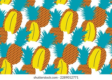 Pineapple. Seamless abstract pattern. Suitable for fabric, mural, wrapping paper and the like