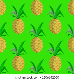 Pineapple seamless colorful flat pattern background isolated