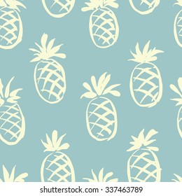 Pineapple seamless pattern. Abstract vector background for contemporary design, fabric and prints, kitchen and cafe stuff. Abstract background with hand drawn tropical fruit. 