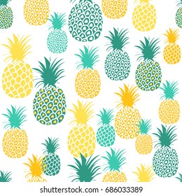 Pineapple seamless pattern. Pineapple background. Summer tropical all over print.