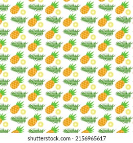 Pineapple seamless pattern. Bright colorful fruit pattern. Vector pattern.