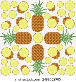 pineapple seamless pattern. Decorate your design with a seamless pineapple pattern! Juicy, skinned, yellow-fleshed slices ideal for summer projects, fabric prints and digital backgrounds.