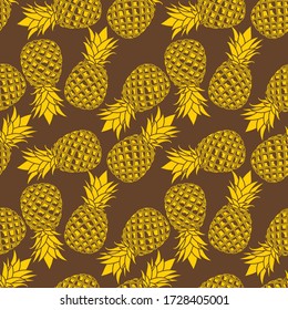 Pineapple seamless pattern. Flat style vector illustration.