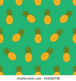 Pineapple seamless pattern in flat style. Tropical exotic fruit for your Projects summary. Vector illustration on a theme of summer, a healthy diet.