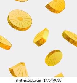 Pineapple seamless pattern. Fruit slices. 