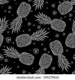 Pineapple seamless pattern. Graphic stylized drawing. Vector illustration