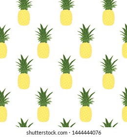 Pineapple seamless pattern isolated on white.