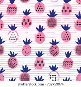 Pineapple seamless pattern. Kid design. Vector illustration.