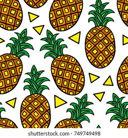 Pineapple seamless pattern. Nice bright fruit background.