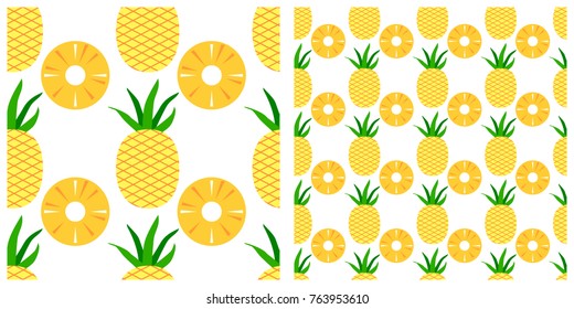 Pineapple seamless pattern on transparent background