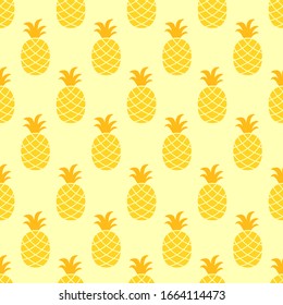 Pineapple seamless pattern on yellow background.