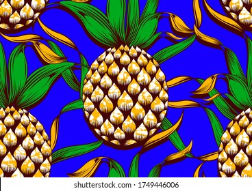 pineapple seamless pattern, picture art and abstract background, vector illustration file.