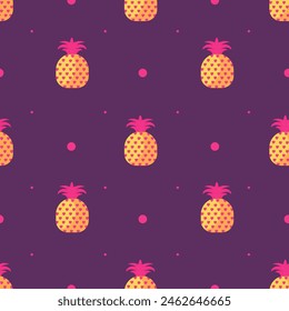 Pineapple Seamless Pattern Purple Background