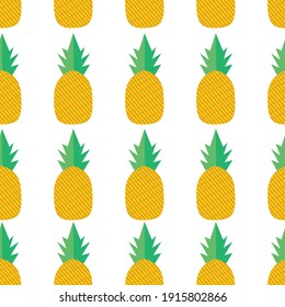 Pineapple seamless pattern, summer background, summer fruit ,vector illustration