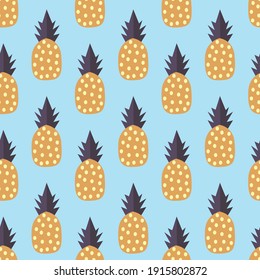 Pineapple seamless pattern, summer background, summer fruit ,vector illustration
