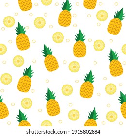 Pineapple seamless pattern, summer background, summer fruit ,vector illustration