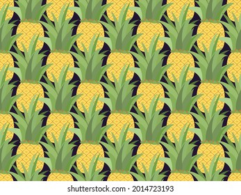 Pineapple seamless pattern. Summer fruit pattern. Pineapple fruit. Tropical background for T-shirts, prints on paper and fabric. Vector illustration
