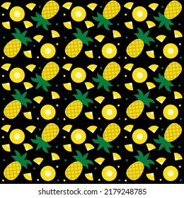 Pineapple seamless pattern. Summer tropical fruit vector background.  Vector template for textile, fabric, wallpaper, wrapping paper, scrapbooking, etc. 
