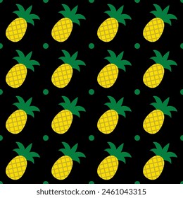 Pineapple seamless pattern. Summer tropical fruit vector background.  Vector template for textile, fabric, wallpaper, wrapping paper, etc