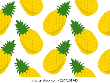 Pineapple seamless pattern or texture. Tropical fruit background. Vector illustration.