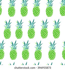 pineapple seamless pattern. Seamless tossed summer pineapple fruit illustration. Cute pineapple pattern.