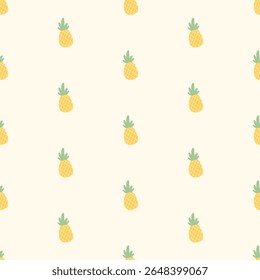 Pineapple seamless pattern. Trendy summer background. Vector illustration cartoon flat style
