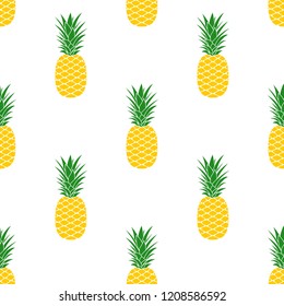 Pineapple seamless pattern. Tropical fruit background. Summer print. Vector illustration.