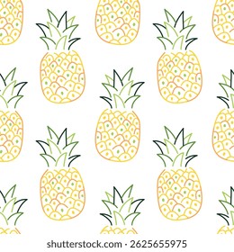 Pineapple seamless pattern. Tropical fruit background