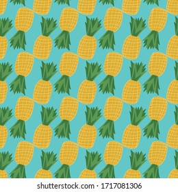 Patrón transparente de piña. Frutas tropicales, papel pintado interminable. Ilustración vectorial dibujada a mano