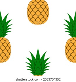 Ananas nahtloses Muster. Tropische Früchte, Textur einzeln auf weißem Hintergrund. Lebensmitteldruck, Stoffumhüllung dekorativer Hintergrund. Typografie-Grafik. Wiederholtes Design-Element Vectorgrafik