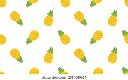 Pineapple seamless pattern, tropical ripe fruit.