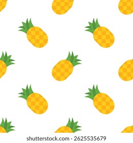 Pineapple seamless pattern, tropical ripe fruit.