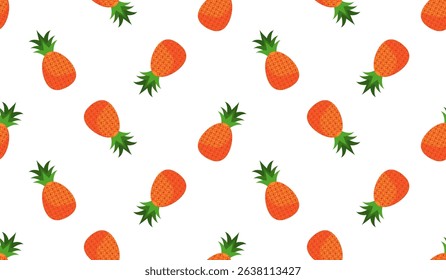 Pineapple seamless pattern, tropical ripe fruit.