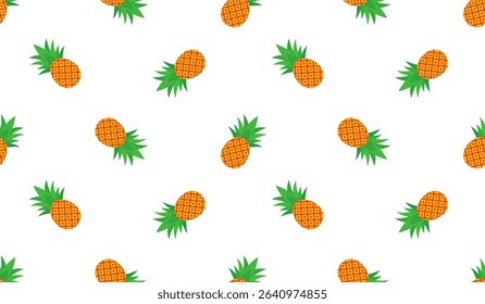 Pineapple seamless pattern, tropical ripe fruit.