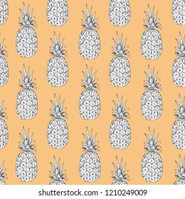 Pineapple seamless pattern, vector