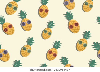 Pineapple seamless pattern in vector, background, fabric, wrapper, wallpaper, etc