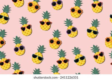 Pineapple seamless pattern in vector, background, fabric, wrapper, wallpaper, etc
