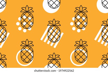 Pineapple seamless pattern. Vector hand drawn illustration