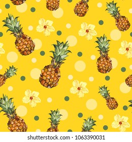 Pineapple seamless pattern. Vector illustration.