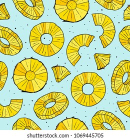 Pineapple seamless pattern. Vector illustration.