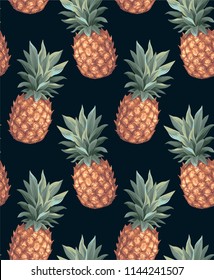 Pineapple seamless pattern. Vector illustration.