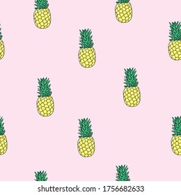 Pineapple seamless pattern vector illustration. Summer fruits print for textile, fabric,wrapping, wallpaper, apparel