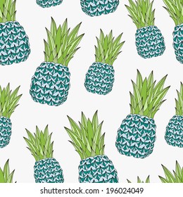 Pineapple seamless pattern. Vector illustration.